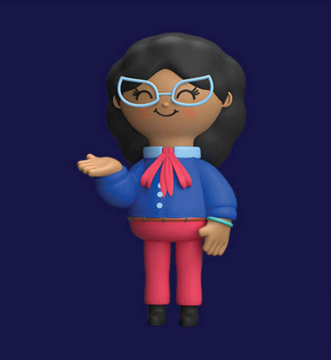 Cartoon teacher with mask