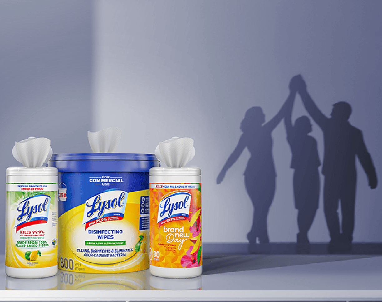 Lysol disinfecting wipes "You Bring Fresh Energy to work So Do We".