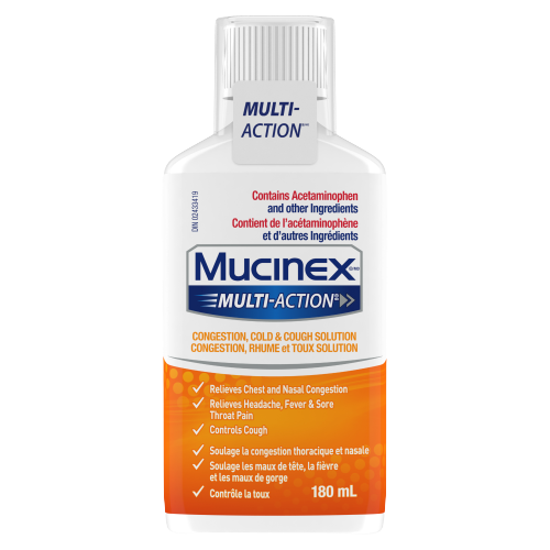 Solution Mucinex MD Multi-Action MC Congestion, rhume et toux 