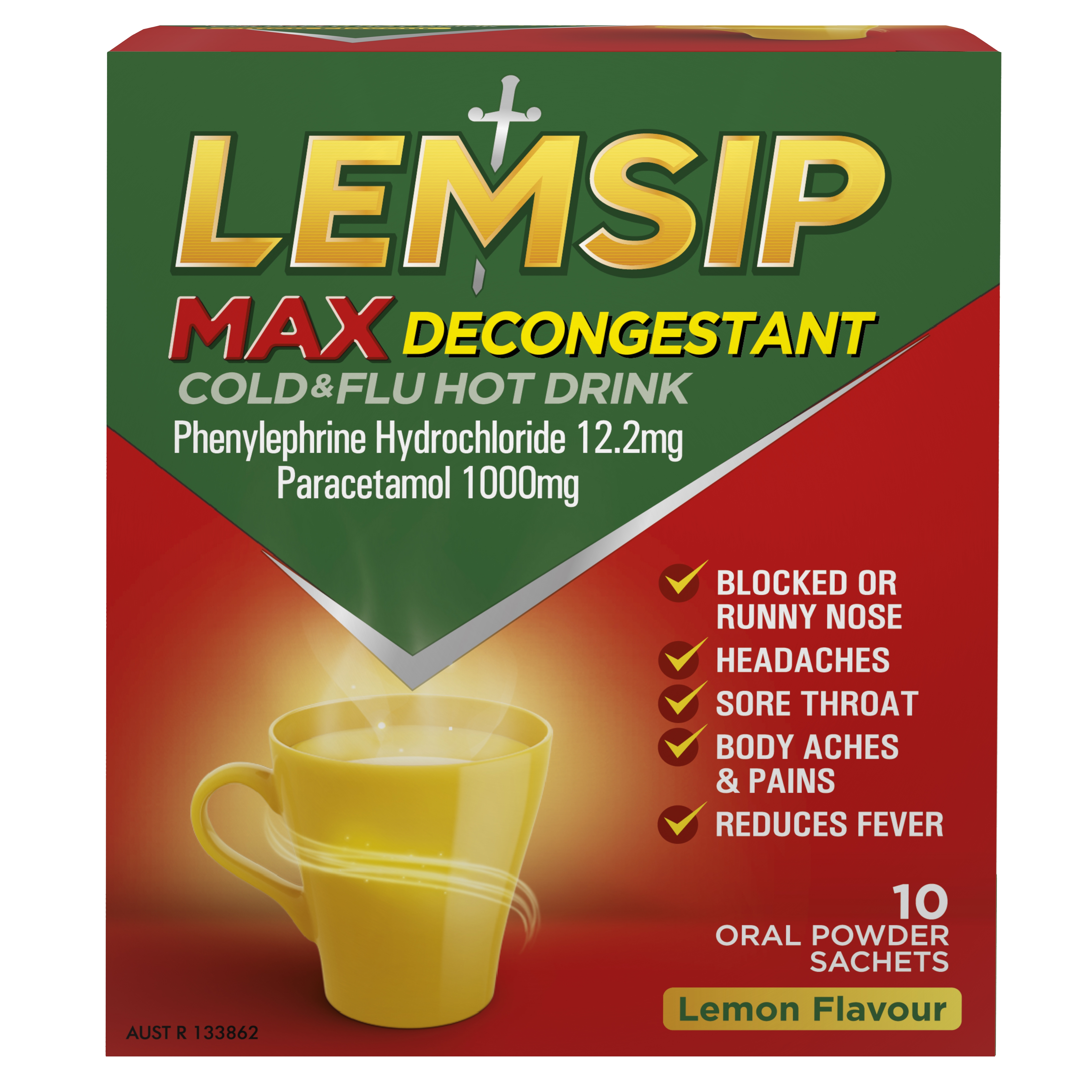 Lemsip Max Cold & Flu Decongestant Hot Drink Lemon 20 Pack ...