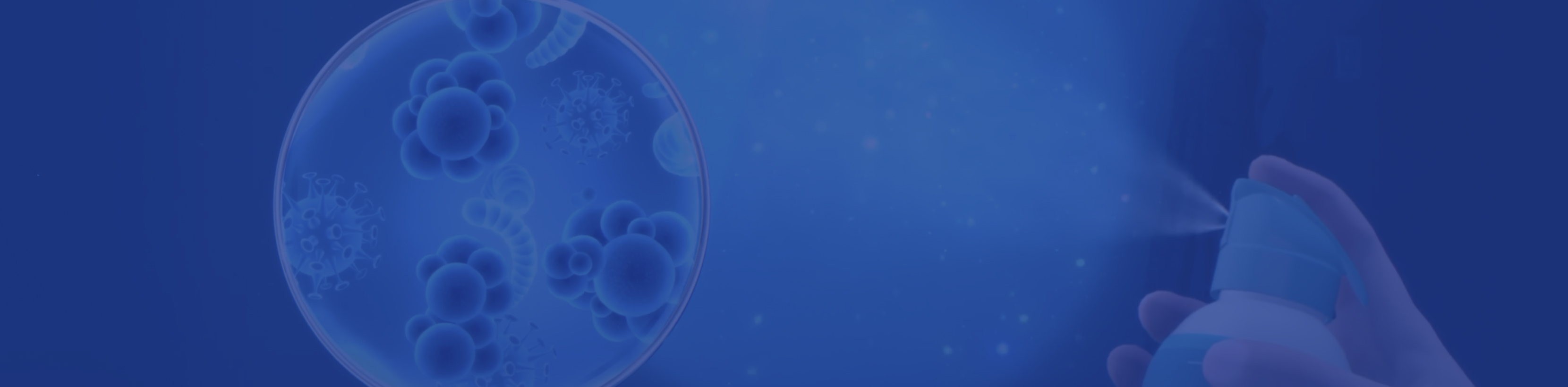 Spraying Lysol Air Sanitizer on bacteria 