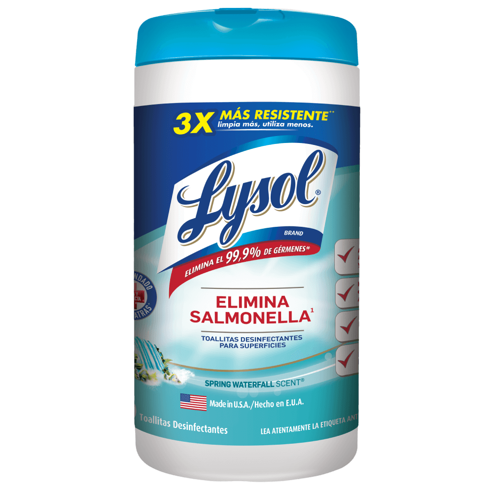 Bote de Lysol Toallitas desinfectantes en color azul