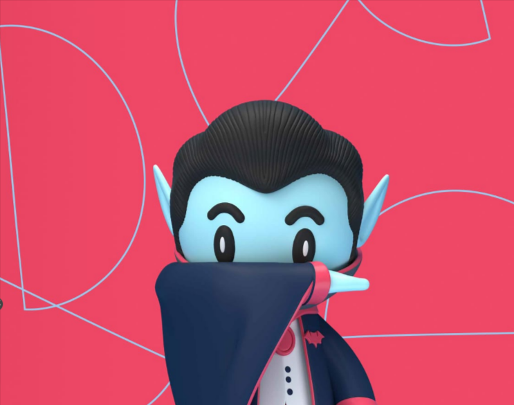 Cartoon vampire covering face