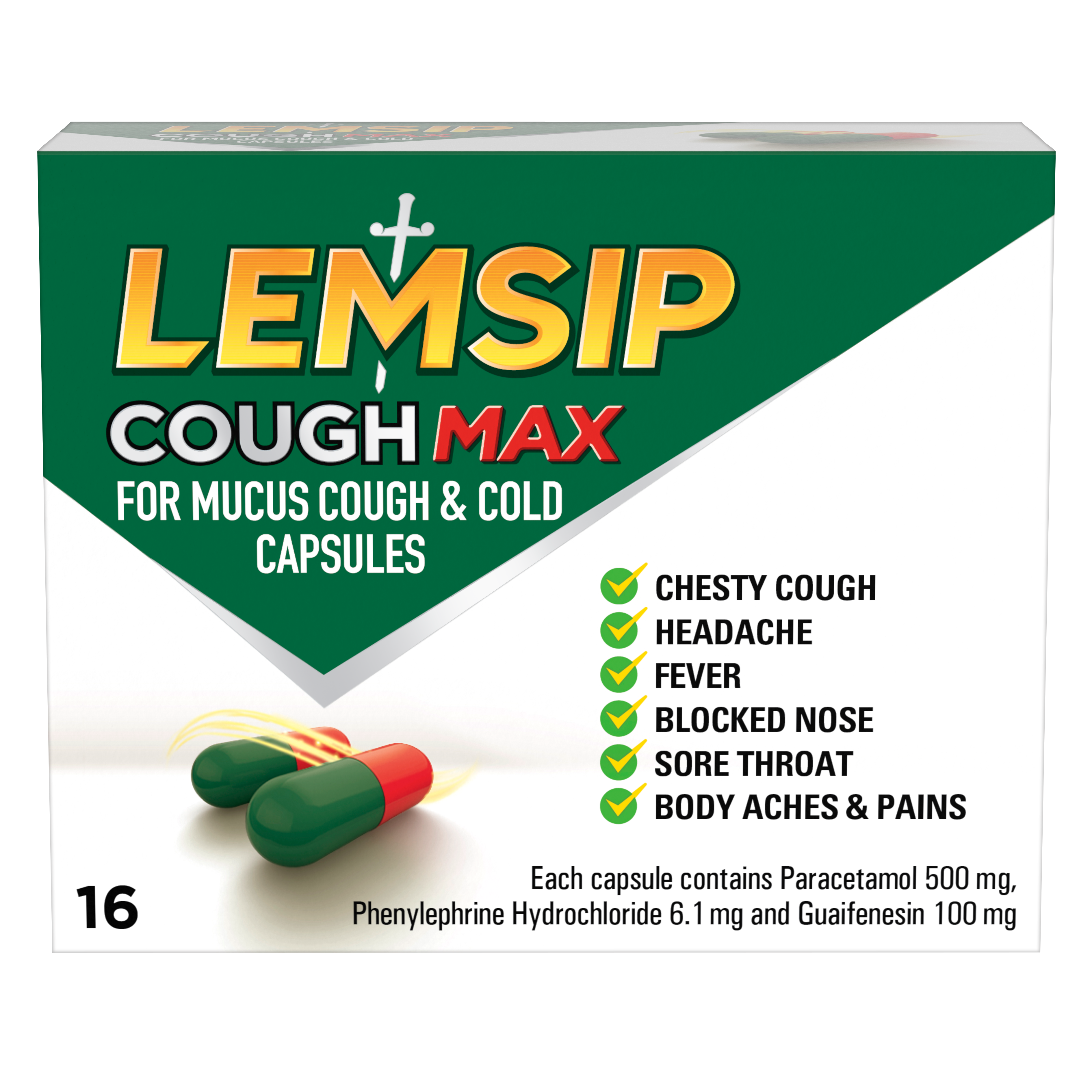 Lemsip CoughMax Cough & Mucus Capsules 20pk   Lemsip NZ