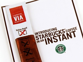 Starbucks percolates with instant coffee stick-packs