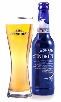 Beverage packaging: Blue glass bottles for Spindrift beer