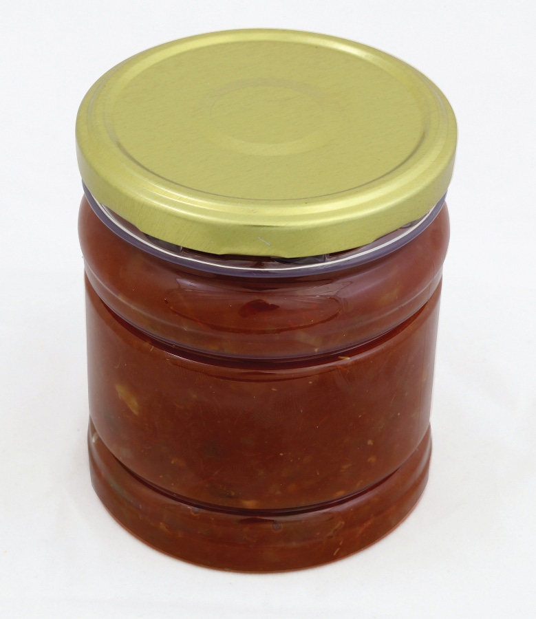 Salsa container is both rigid and flexible