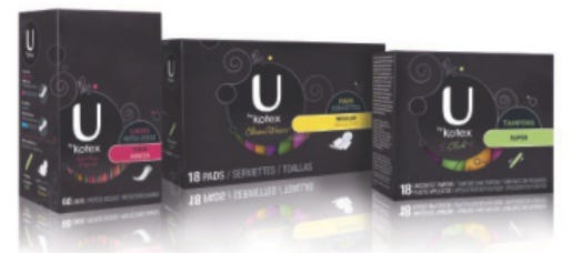 U by Kotex packaging