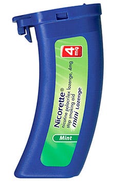 Packaging design: Nicorette mini Lozenge in convenient pocket-size vial