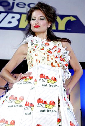 Sustainable packaging: SUBWAY shows off outfits made from chain's recycled packaging