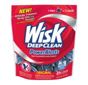 Wisk packaging promises blast of clean