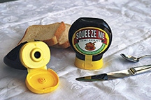 Squeezable jar turns Marmite upside-down
