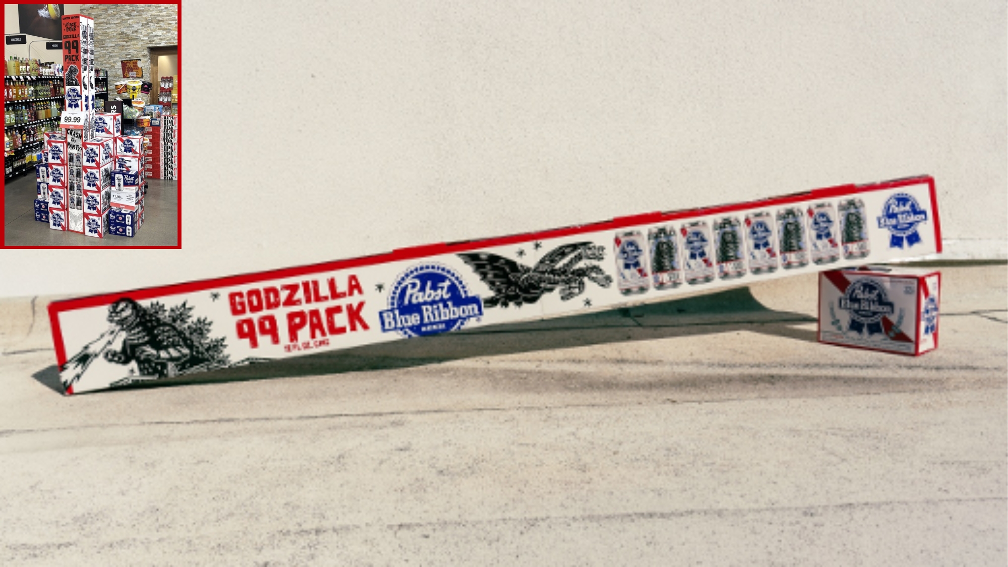 Pabst Blue Ribbon Beer Godzilla 99 Pack LTO for Super Bowl