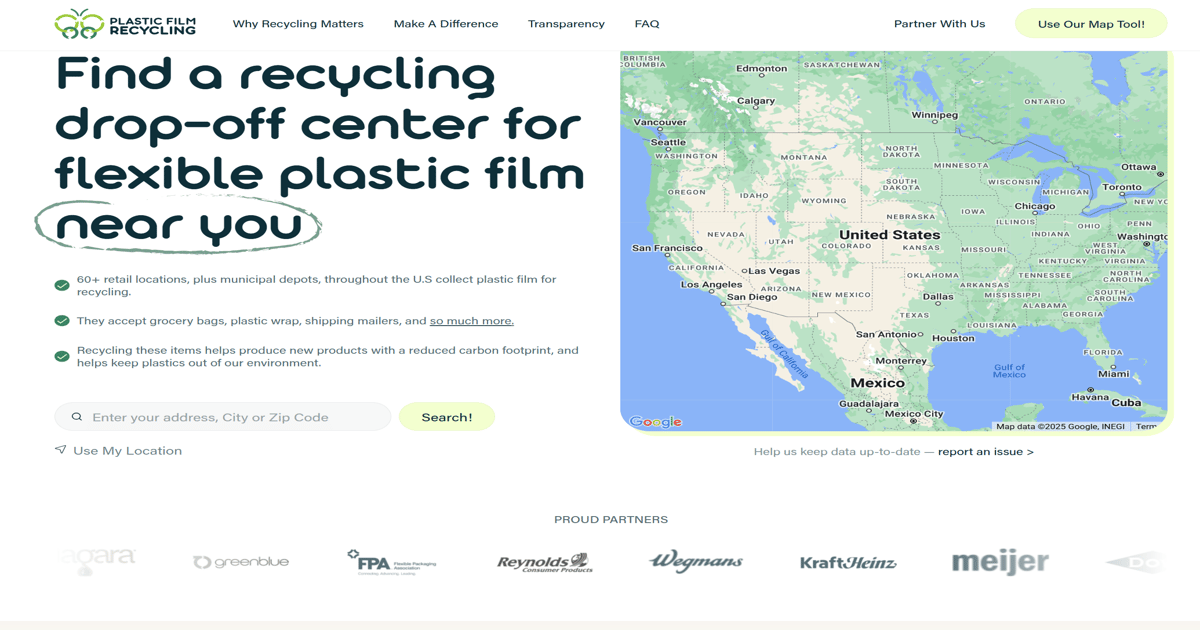 plastic film recycling drop off locations map