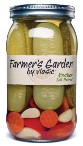 Glass jar displays pickles' goodness