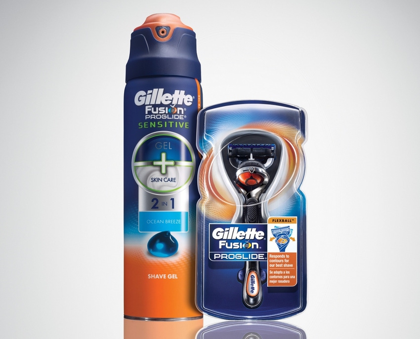 Gillette shave-gel package says ‘no’ to messes, rust and guessing