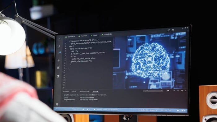 Computer with coding and AI graphic Computer with coding and AI graphic