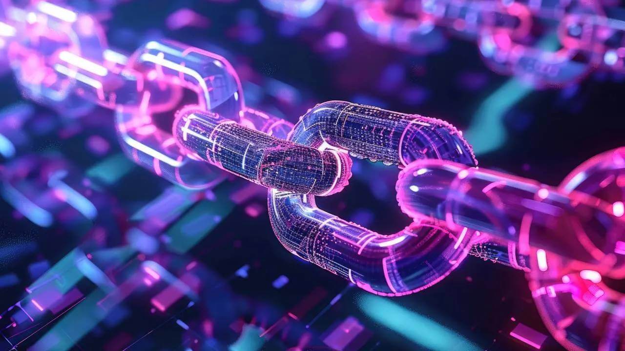 3D rendering of a chain to represent blockchain technology.