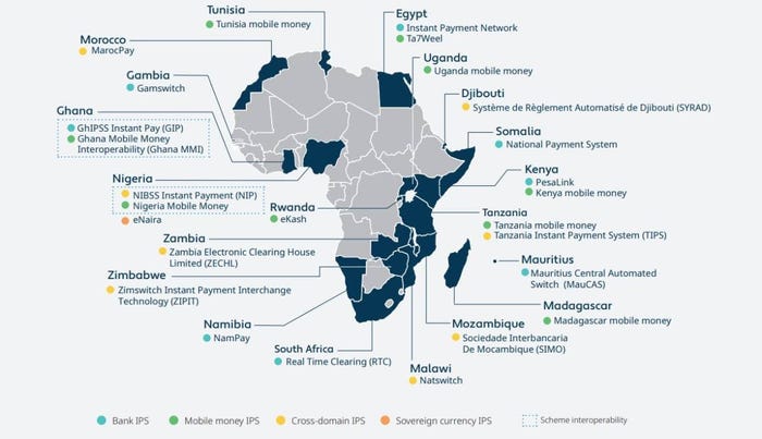 Map of active domestic inclusive payment systems in Africa as of June 2022 Map of active domestic inclusive payment systems in Africa as of June 2022