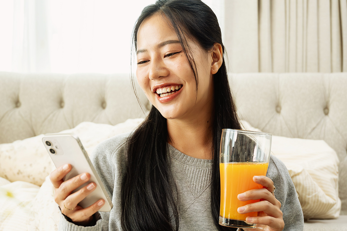 A girl drinking cold Juice