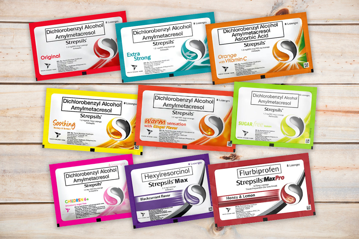 Sore Throat Lozenges Like Dichlorobenzyl Alcohol + Amylmetacresol (Strepsils), Hexylresorcinol (Strepsils Max), and Flurbiprofen (Strepsils MaxPro)