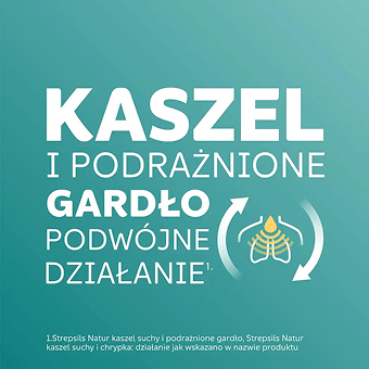 Podwójne działanie na kaszel i gardło 1,2