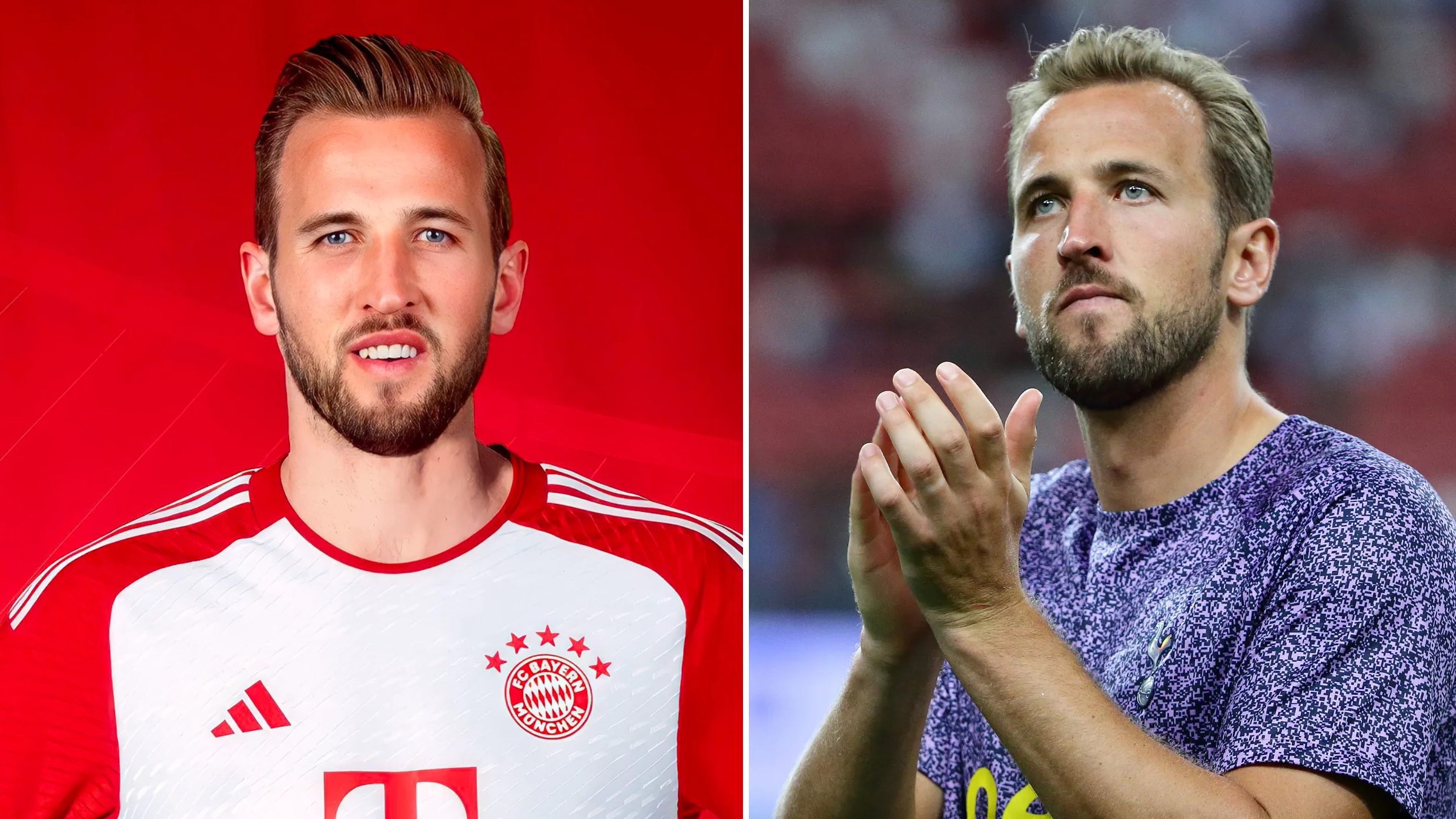 Harry Kane pictured in Bayern Munich shirt as he signs for German