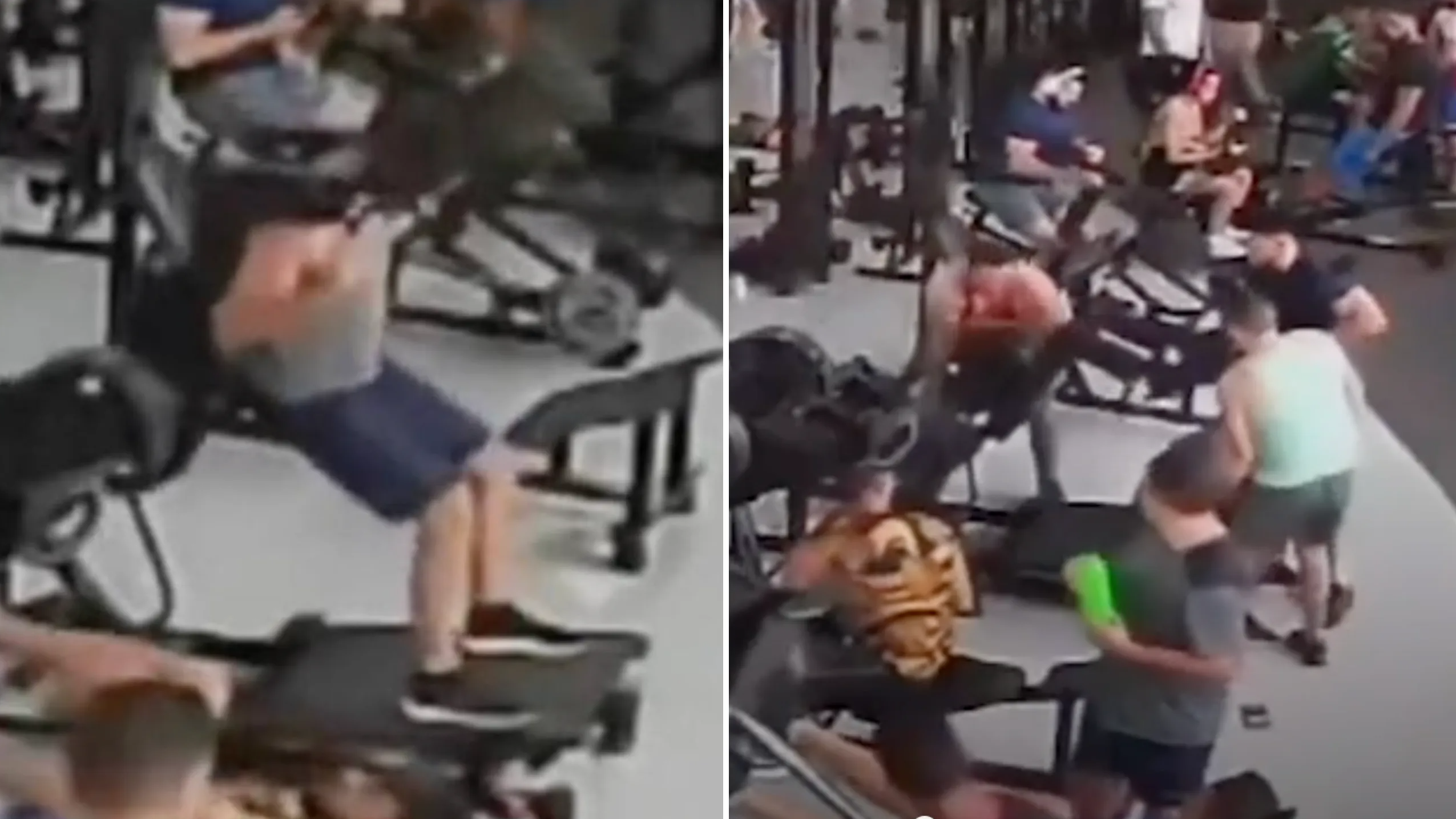 Terrifying moment man's neck is crushed by squat machine at gym in