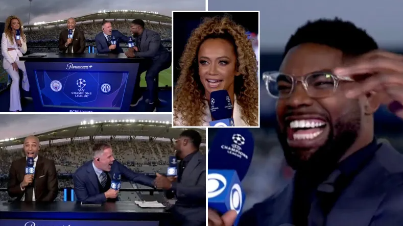 Micah Richards mocked by CBS presenter Kate Abdo in Champions