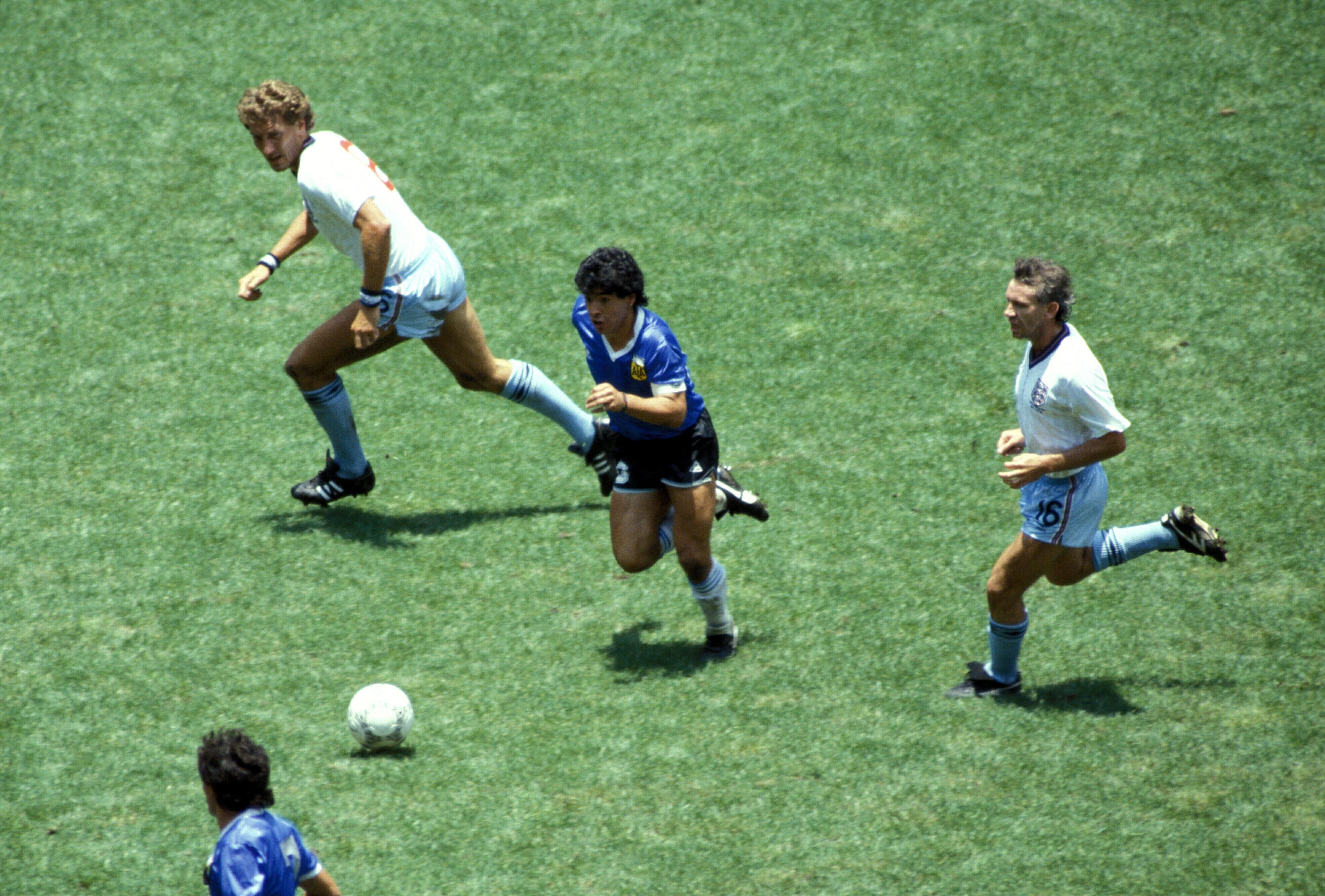 Diego Maradona's Hand of God jersey from 1986 World Cup poised