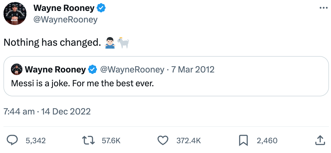 In my eyes, the greatest ever - Wayne Rooney settles the Lionel