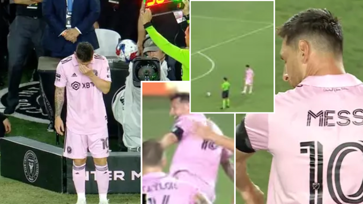 Watch Lionel Messi comfort DJ Khaled's crying son after walking out with  him as a mascot before Inter Miami clash