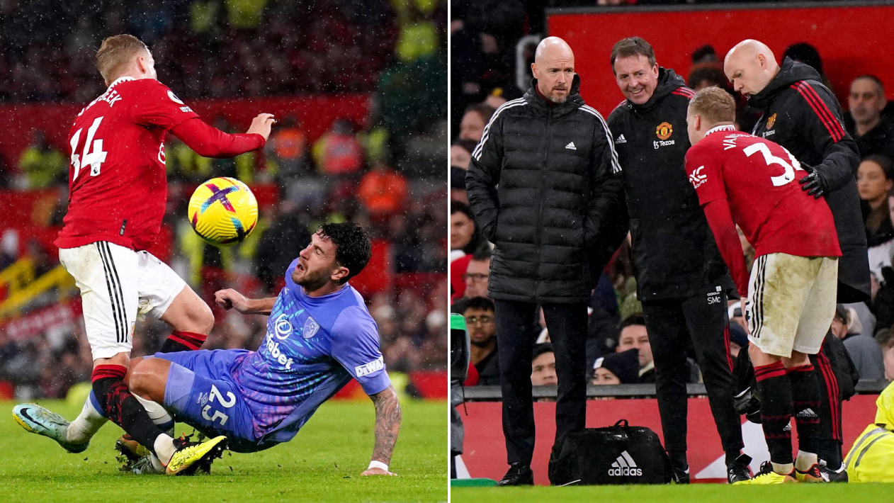Donny van de Beek leaves the pitch in tears after suffering suspected  injury during Man Utd vs Bournemouth