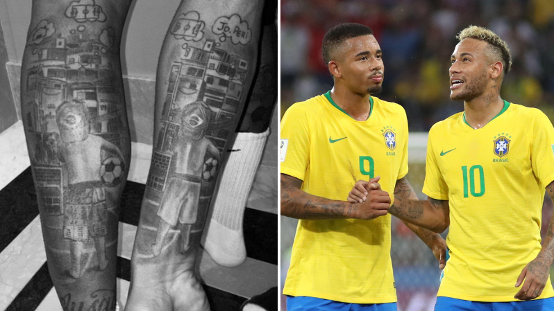 Leg Tattoo Detail On Neymar Brazil Editorial Stock Photo  Stock Image   Shutterstock