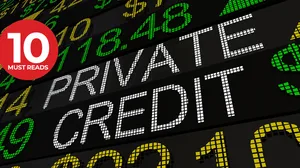 Private Credit text on stock price screen Private Credit text on stock price screen