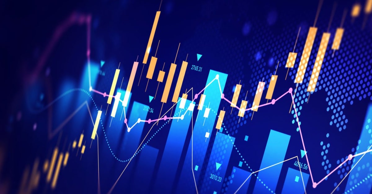 digital trading graph in blue