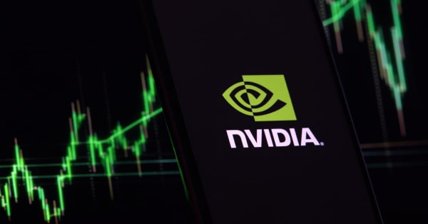 Nvidia logo with green trading background