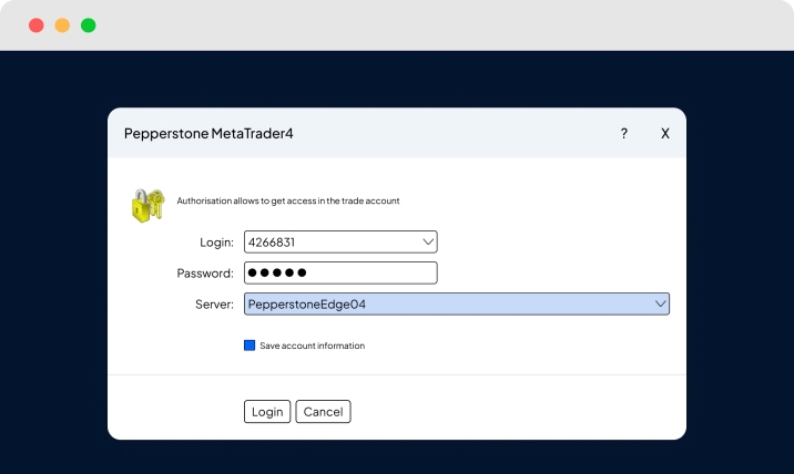 Open and log into MT4