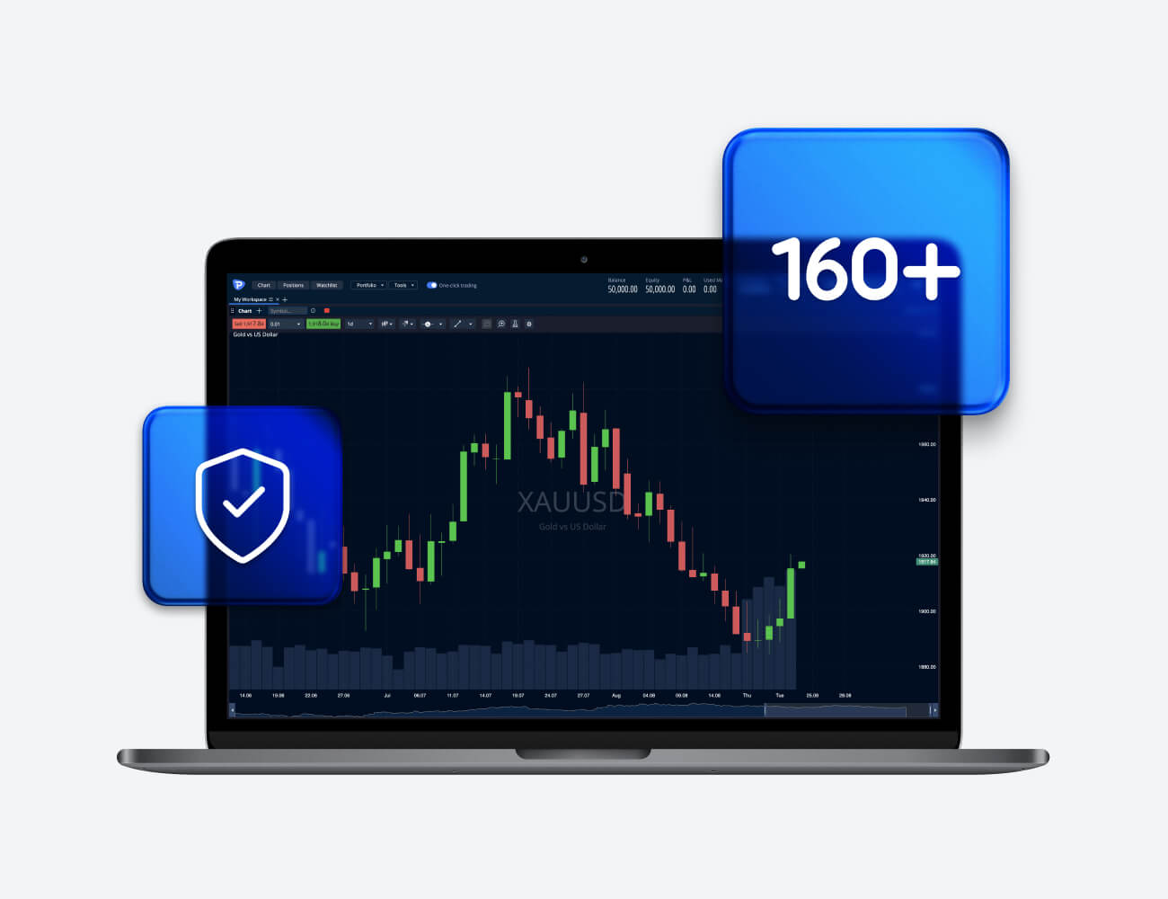 computer portatile con dati di trading e sovrapposizione grafica