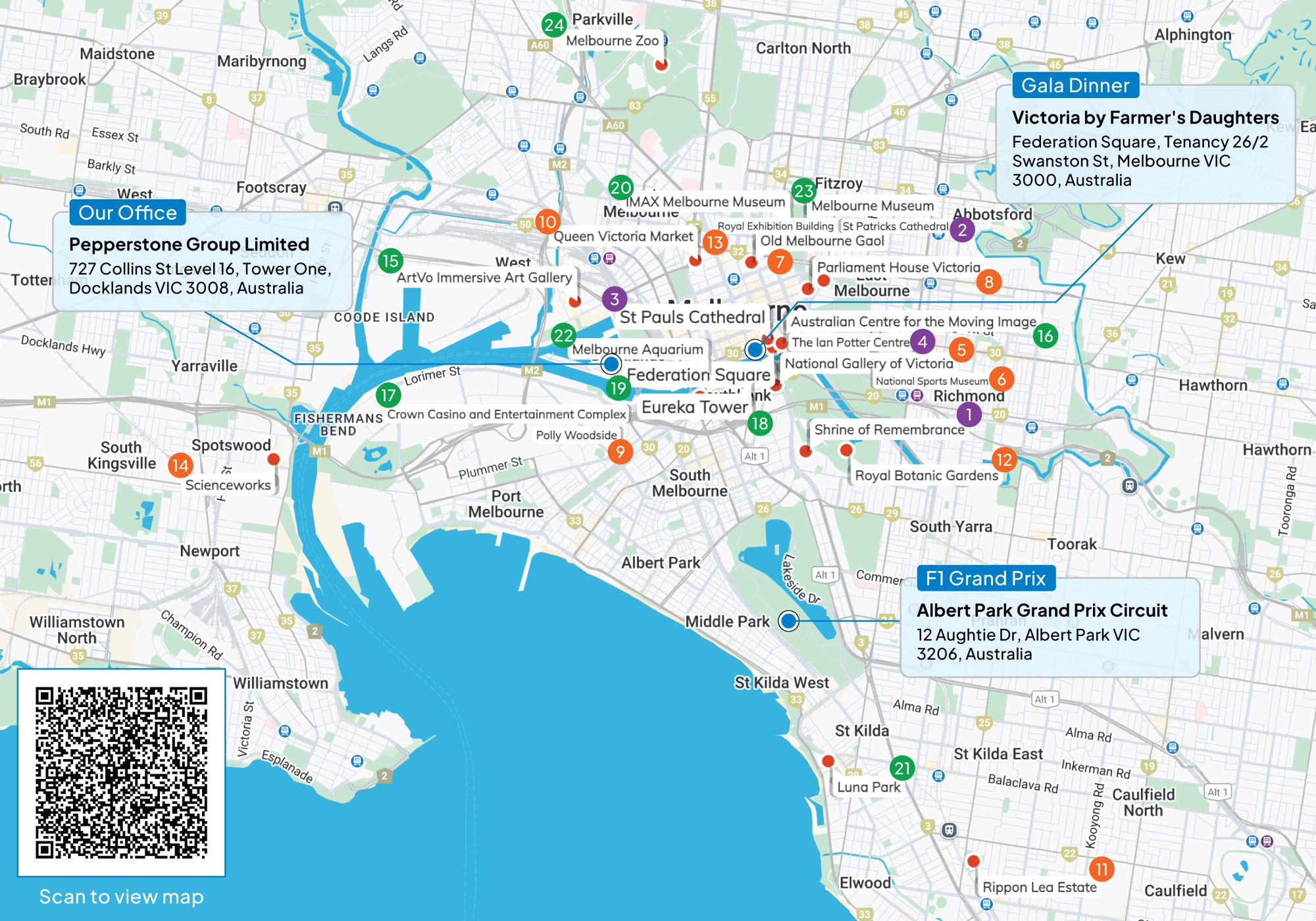 Pepperstone’s VIP Manual Australia F1 GP 2025 Experience Melbourn Map