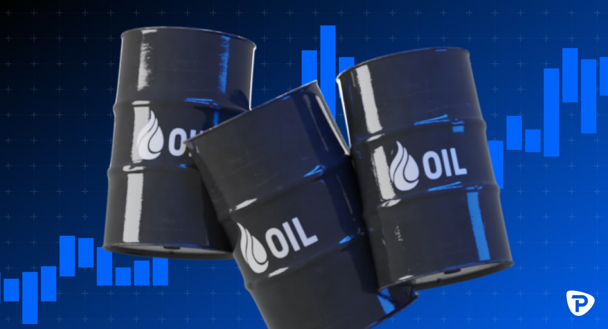 Oil barrels with price chart in the background