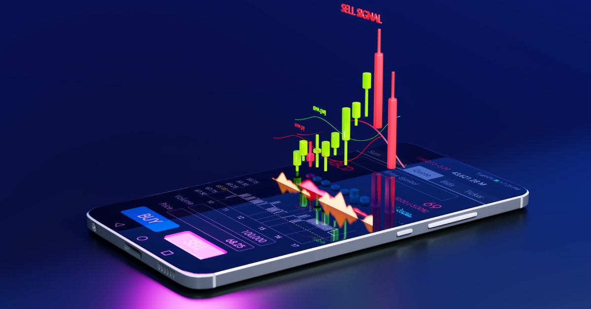 Trading display with mobile phone.jpg