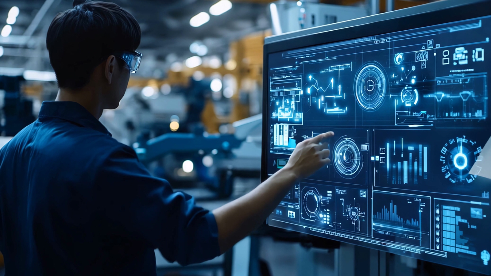 Illustration of a battery smart-factory interior
