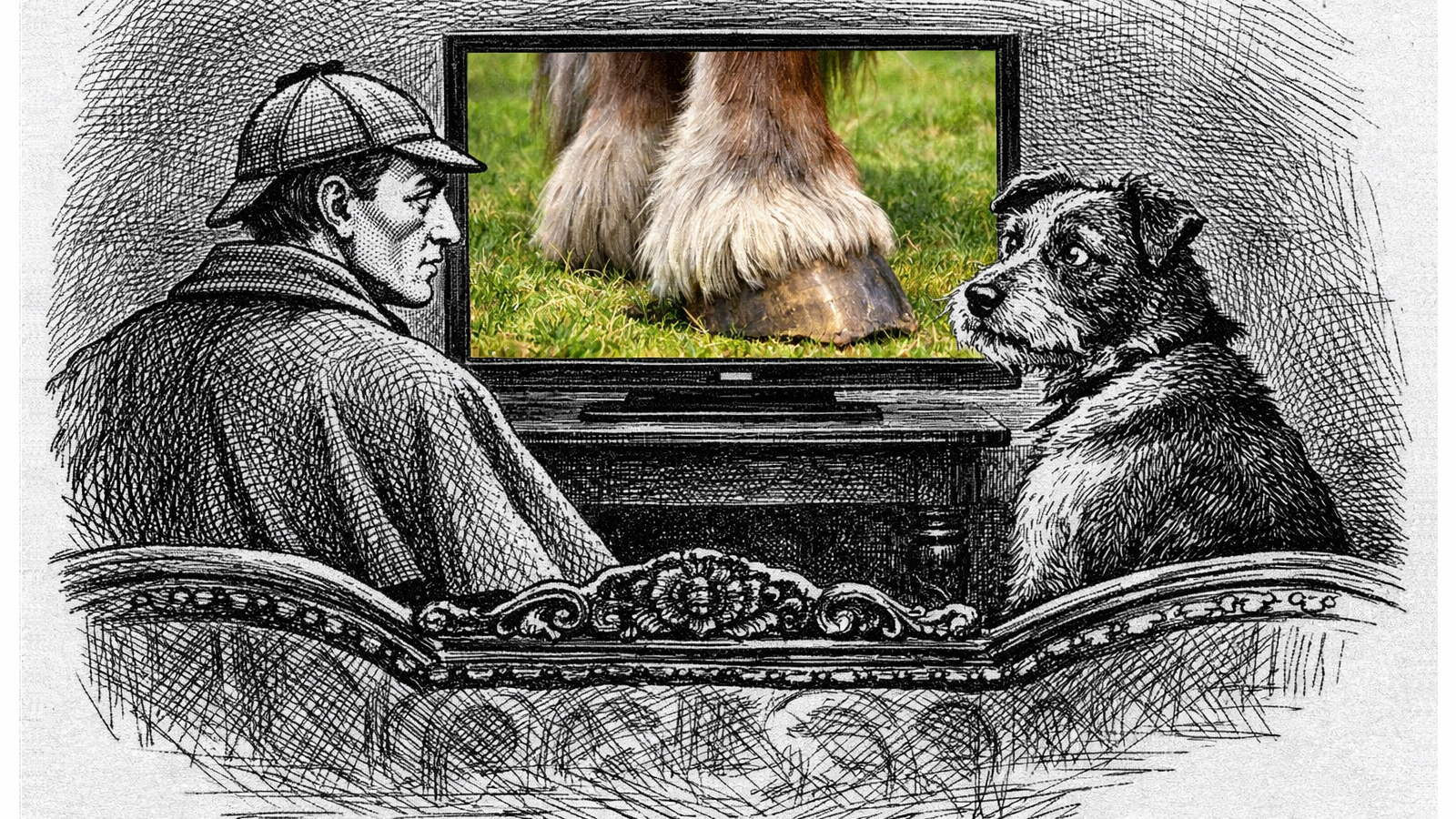 Illustration in the style of Sherlock Holmes's original Strand Magazine illustrator, Sidney Paget