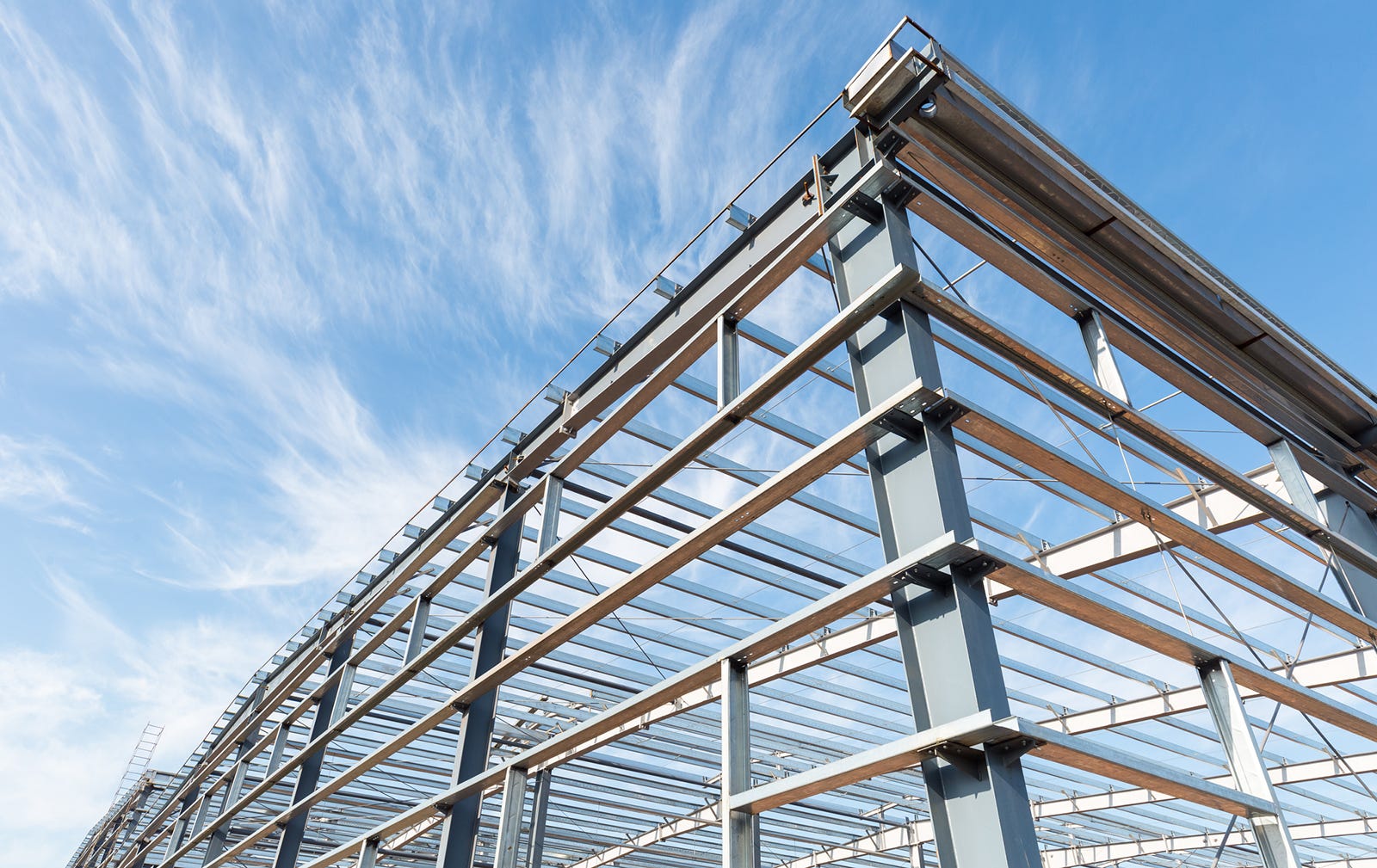 Under-construction facility with Steelguard-coated structural steel.
