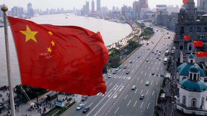 Flag over central Shanghai Flag over central Shanghai
