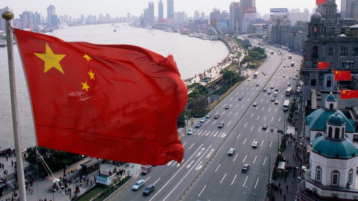 Flag over central Shanghai