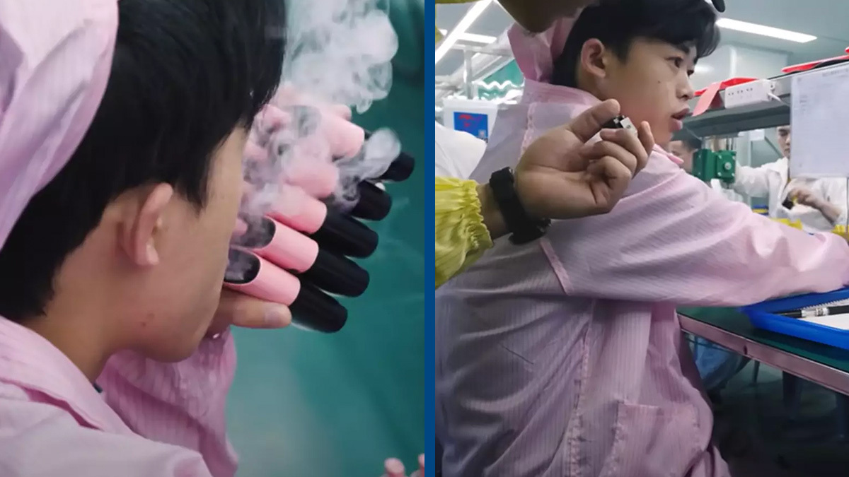 Shocking documentary footage shows vape factory worker testing 'up to  10,000 vapes a day'
