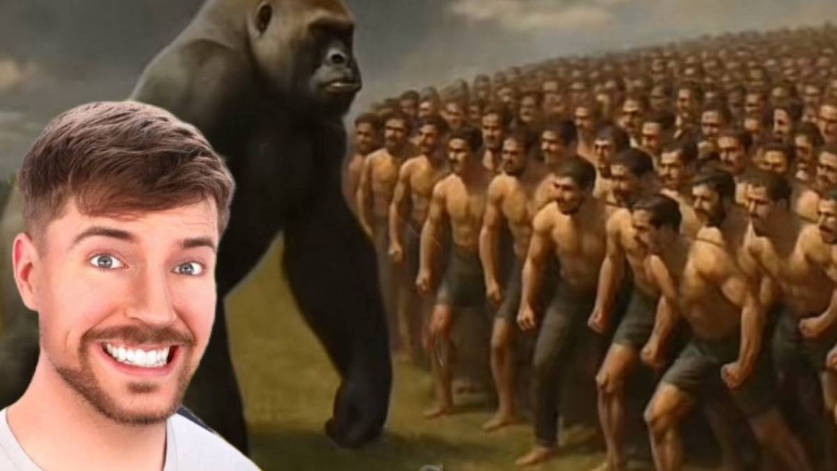 MrBeast says he might own X soon after Elon Musk volunteered to feature in  '100 Men vs. 1 Gorilla' video, image size:1200x675