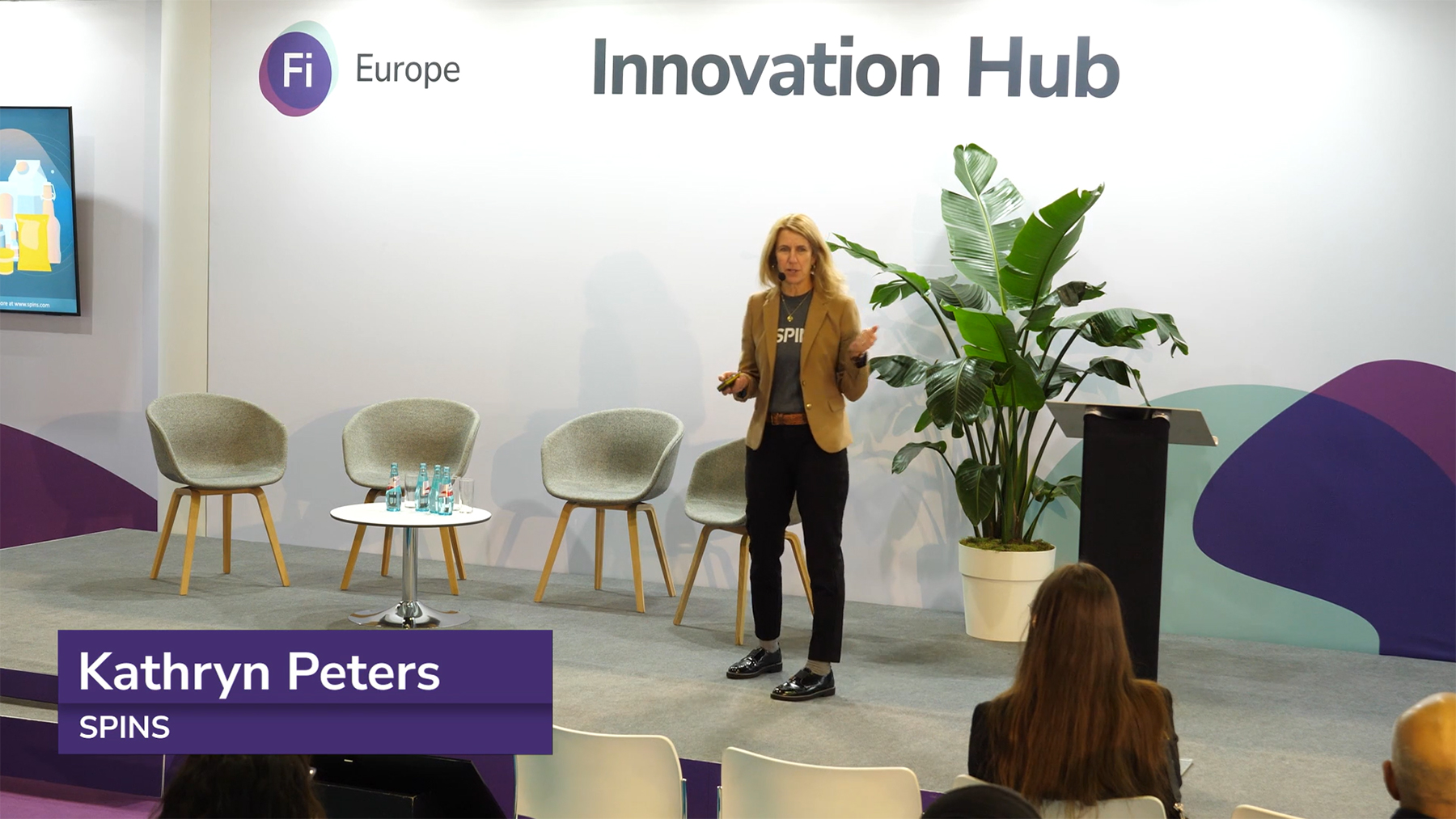 Kathryn Peters from SPINS presenting at Fi Europe 2024 Innovation Hub